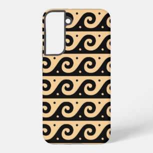 Greek Fret, Mediterranean Wave Pattern, Brown Samsung Galaxy Case