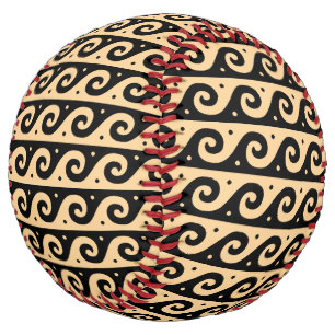 Greek Fret, Mediterranean Wave Pattern, Brown Softball