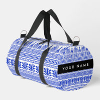 Greek Fret, Mixed Meander Key, Blue, Your Name