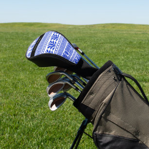 Greek Fret, Mixed Meander Key, Blue, Your Name Golf Head Cover