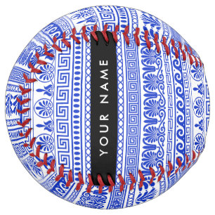Greek Fret, Mixed Meander Key, Blue, Your Name Softball