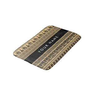 Greek Fret, Mixed Meander Key, Brown, Your Name Bath Mat