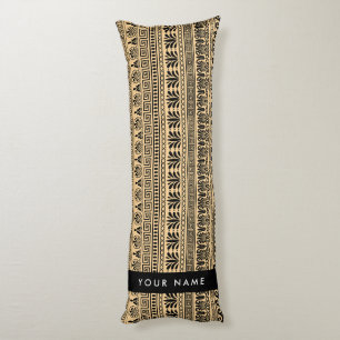 Greek Fret, Mixed Meander Key, Brown, Your Name Body Cushion