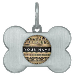 Greek Fret, Mixed Meander Key, Brown, Your Name Pet ID Tag