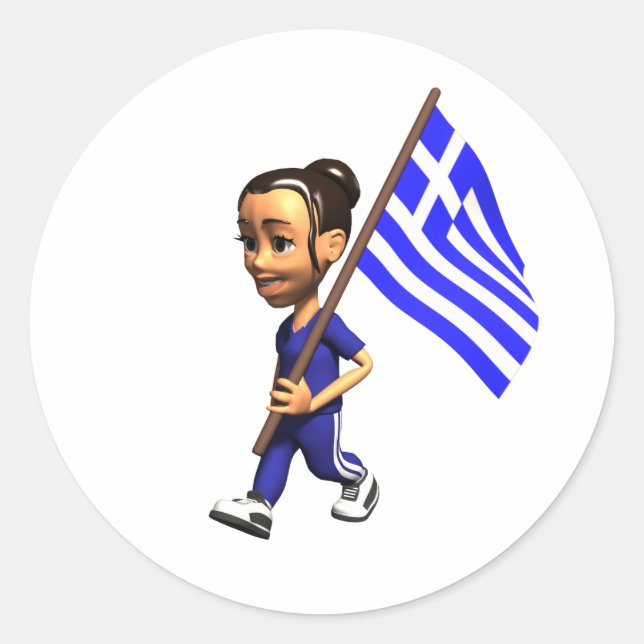 Greek Girl Classic Round Sticker (Front)