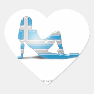 Greek Girl Silhouette Flag Heart Sticker