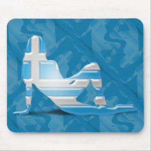 Greek Girl Silhouette Flag Mouse Mat