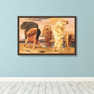 Greek Girls Picking Up Pebbles By Lord Leighton Canvas Print