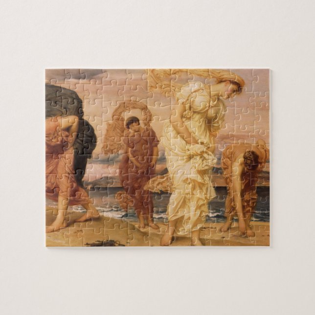 Greek Girls Picking Up Pebbles By Lord Leighton Jigsaw Puzzle (Horizontal)