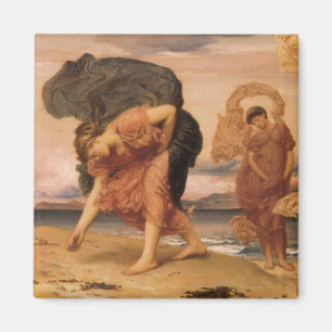 Greek Girls Picking Up Pebbles By Lord Leighton Magnet