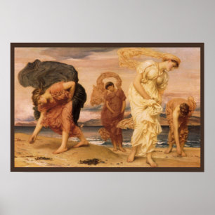 Greek Girls Picking Up Pebbles By Lord Leighton Poster