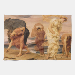 Greek Girls Picking Up Pebbles By Lord Leighton Tea Towel