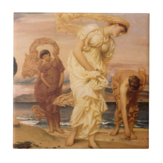 Greek Girls Picking Up Pebbles By Lord Leighton Tile
