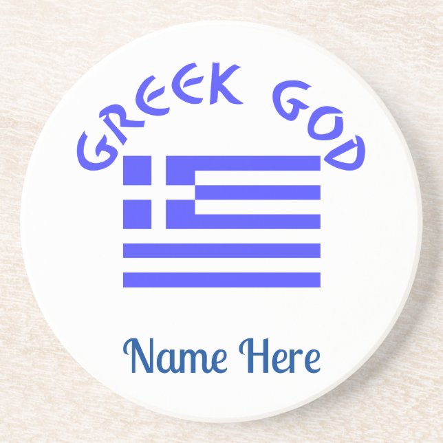 Greek God and Flag of Greece Personalised  Coaster (Front)