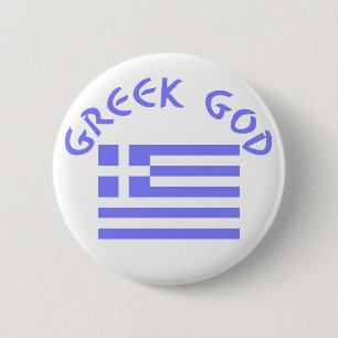 Greek God & Flag 6 Cm Round Badge