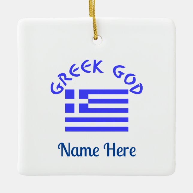 Greek God Flag of Greece Personalised  Ceramic Ornament (Front)