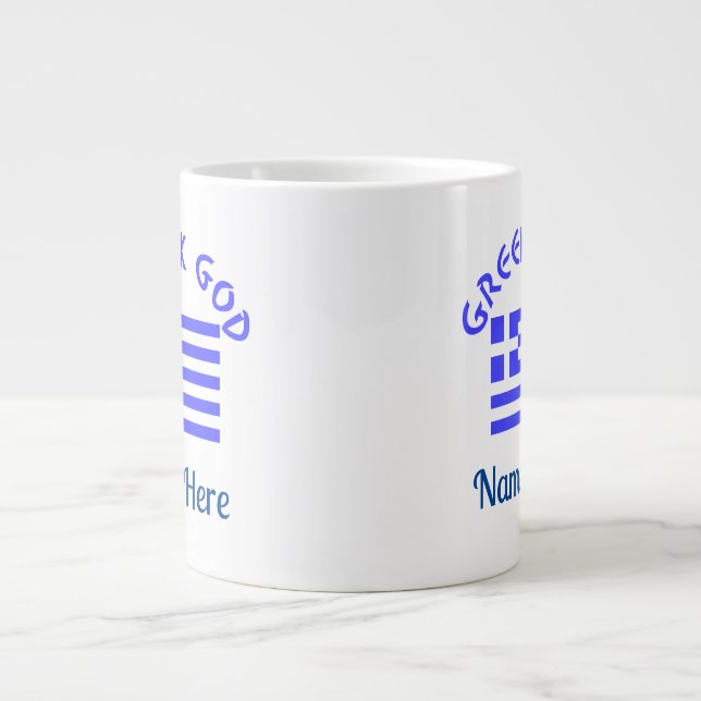 Greek God Flag of Greece Personalised  Large Coffee Mug (Front)