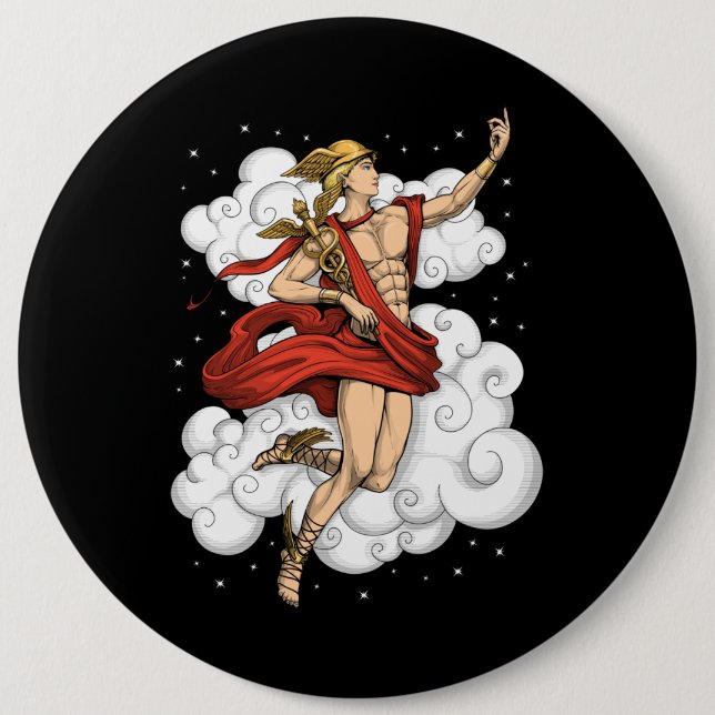 Greek God Hermes 6 Cm Round Badge (Front)