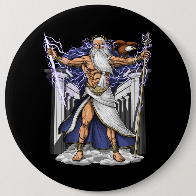 Greek God Zeus 6 Cm Round Badge (Front)