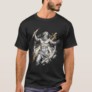 Greek God Zeus Statue Breaking with Lightning T-Shirt