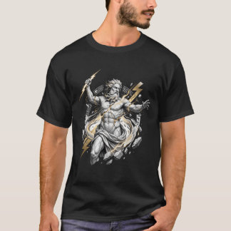 Greek God Zeus Statue Breaking with Lightning T-Shirt