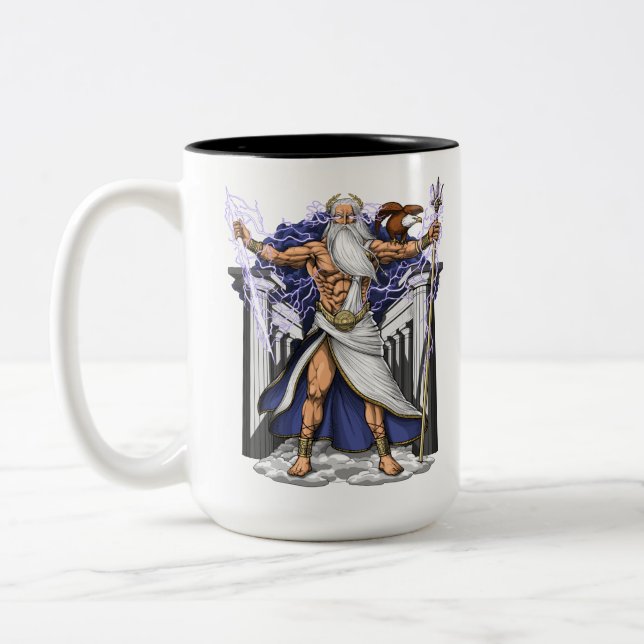 Greek God Zeus Two-Tone Coffee Mug (Left)
