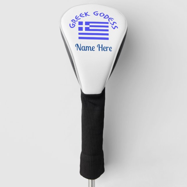 Greek Goddess and Flag of Greece Personalised  Golf Head Cover (Front)