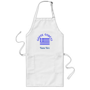 Greek Goddess and Flag of Greece Personalised  Long Apron