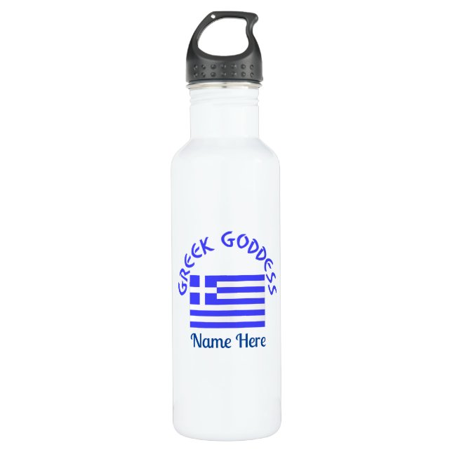 Greek Goddess and Flag of Greece Personalized  710 Ml Water Bottle (Front)