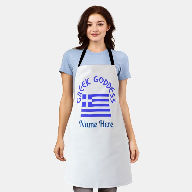 Greek Goddess and Flag of Greece Personalized  Apron (Worn)