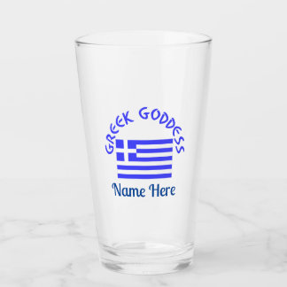 Greek Goddess and Flag of Greece Personalized  Glass