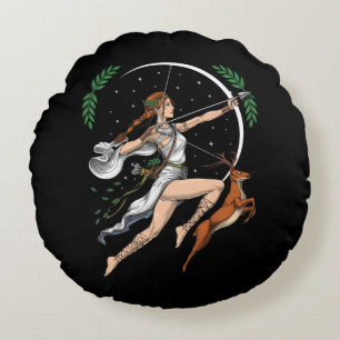 Greek Goddess Artemis Round Cushion