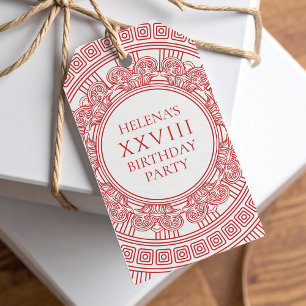 Greek goddess birthday party pink gift tags