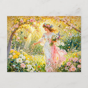 Greek Goddess Flores in Garden Postcard