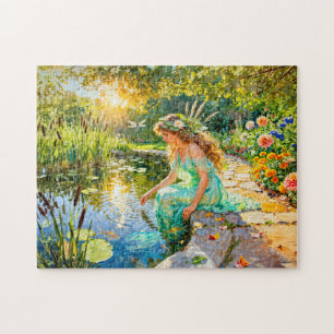 Greek Goddess Naiade Garden Pond Jigsaw Puzzle