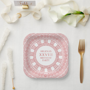 Greek Goddess Party Plates in pink