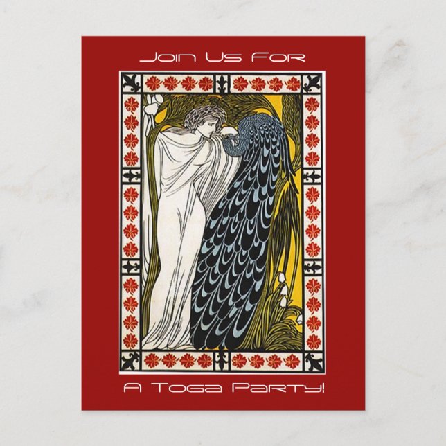 Greek Goddess Toga party Invitation PCs fun (Front)