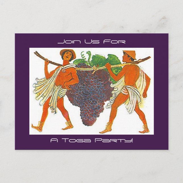Greek Grapes Grecian Toga party Invitation PCs fun (Front)