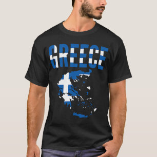 Greek   Greece Country Map Flag T-Shirt