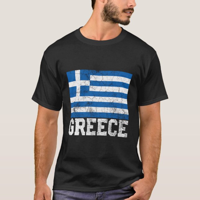 Greek Greece Flag Pride Family Roots National Men  T-Shirt (Front)