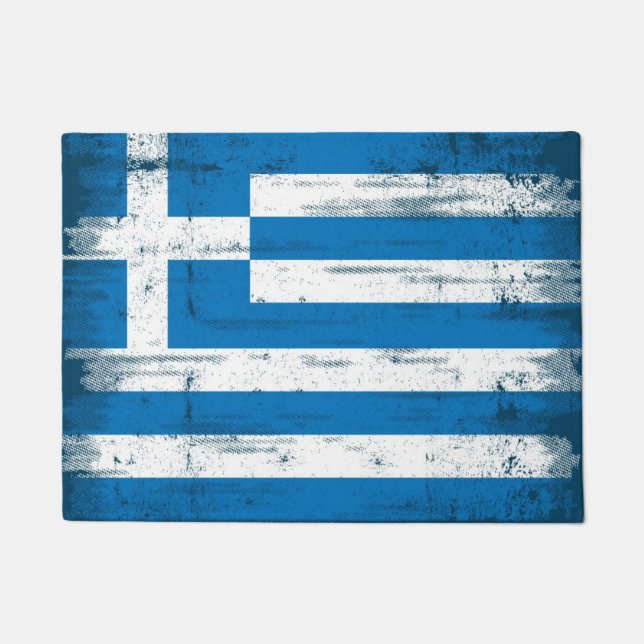 Greek grunge Flag Doormat (Front)