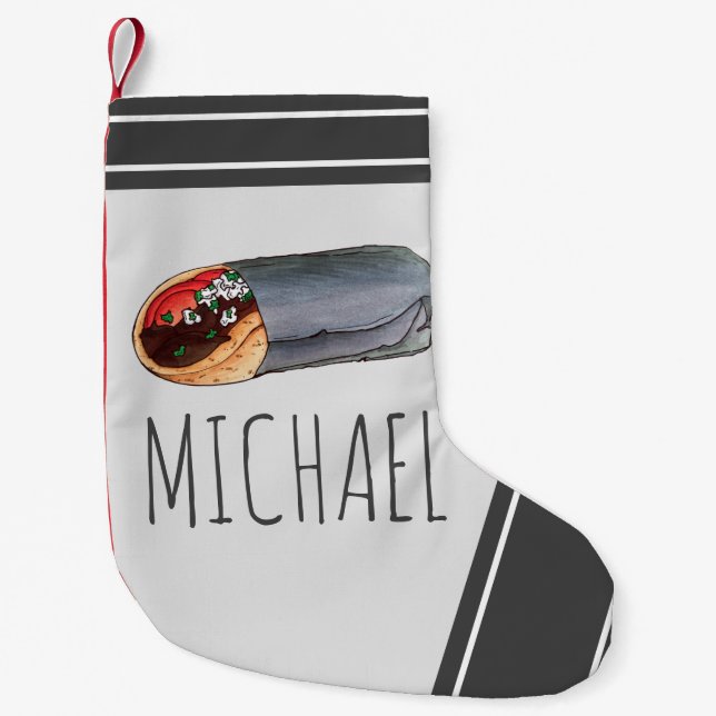 Greek Gyro Pita Meat Sandwich Mediterranean Food Small Christmas Stocking (Front)