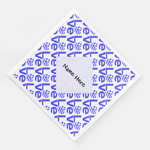 Greek Heart Blue LOVE Tiled Personalised Napkin