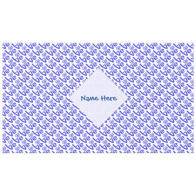 Greek Heart Blue LOVE Tiled Personalised  Tablecloth (Front (Horizontal))