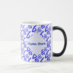Greek Heart Flag Blue Love Tiled Blue Personalised Magic Mug