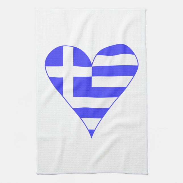 Greek Heart Flag Funky Tea Towel (Vertical)