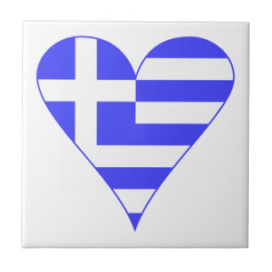 Greek Heart Flag Funky Tile