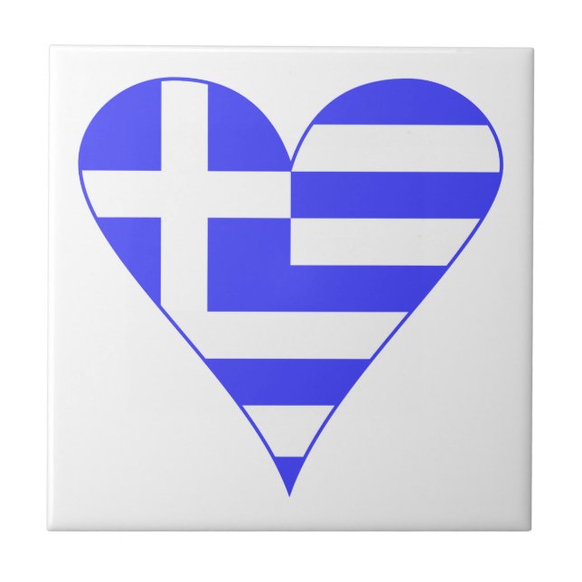 Greek Heart Flag Funky Tile (Front)