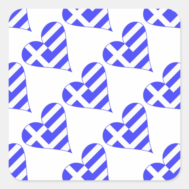 Greek Heart Funky Tiled Square Sticker (Front)