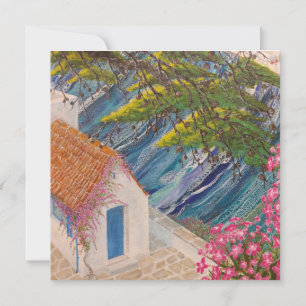 Greek Holidays Blue and Pink Card